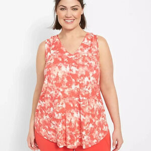 LIVI For Lane Bryant Coral Tie Dye Hooded Tunic Sleeveless Top in Size 22/24 3X